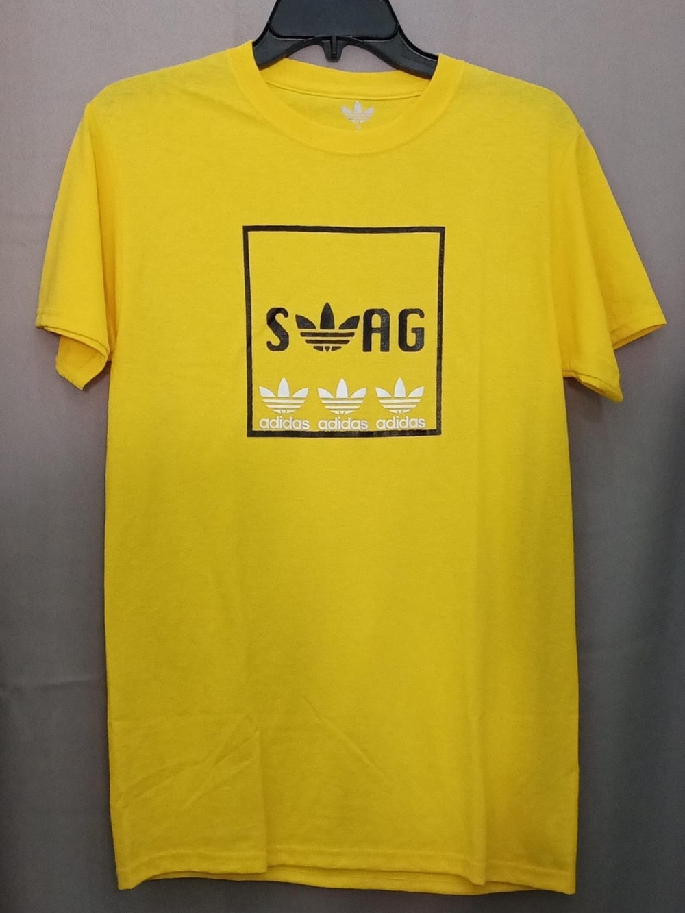 adidas Yellow Short Sleeve Tee with 'SWAG' Graphic